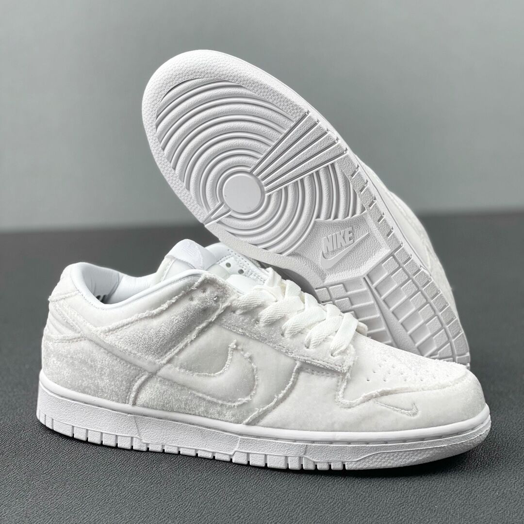 Dunk Low Dover Street Market Triple White Velvet Shoes Sneakers - nk0001911 - Image 7